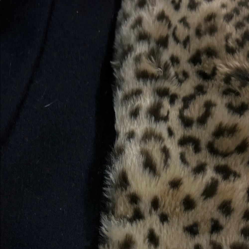 70s Vintae Donny Brooks USA Union Made Wool Black Coat & Faux Cheetah Lined 12 - Picture 9 of 12